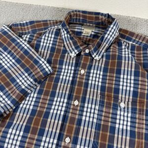 L.L. Bean Shirt Mens XLarge Tall Plaid Short‎ Sleeve Slightly Fitted 522611